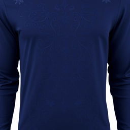 Elegant long-sleeve t-shirt in navy blue, featuring an intricate and stylish design with subtle floral motifs