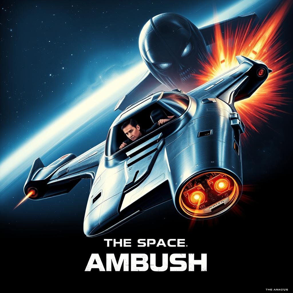 A realistic and gripping movie poster for 'The Space Ambush'