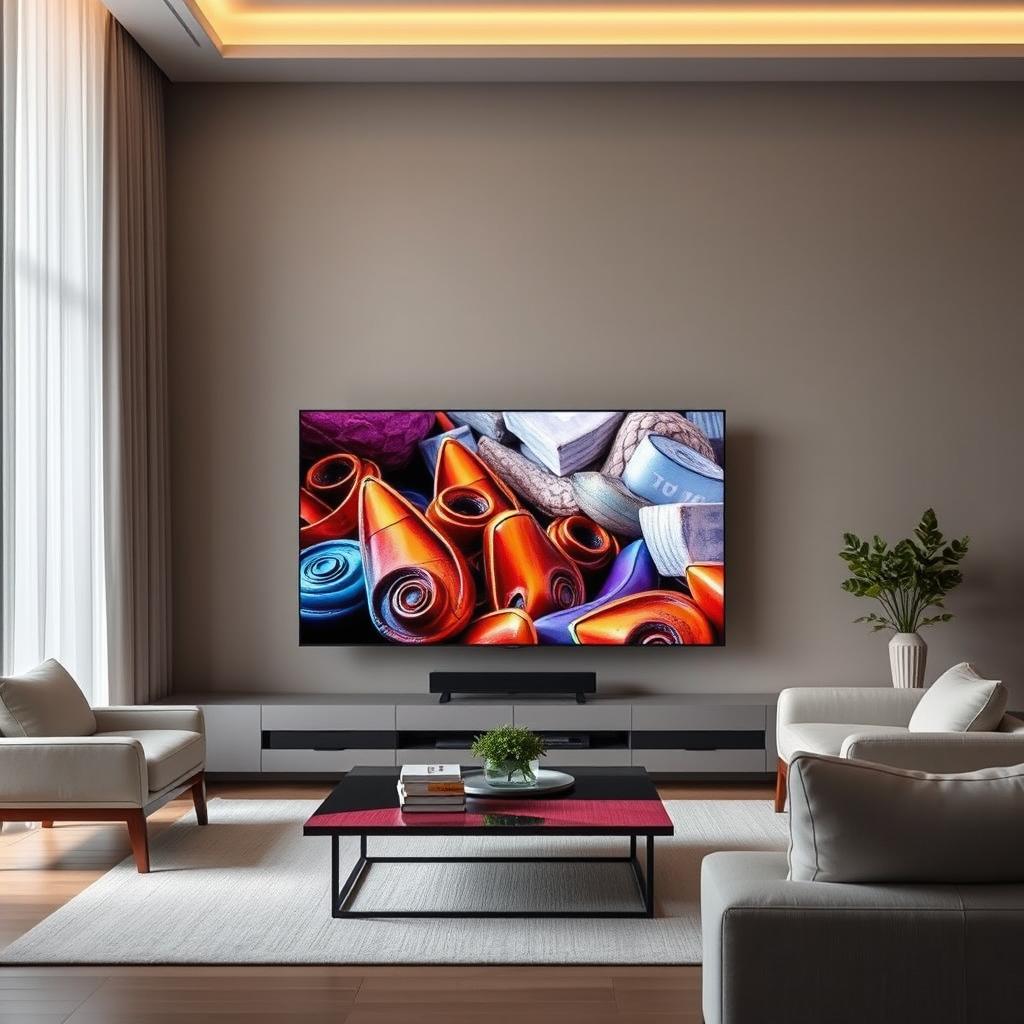 A modern and elegant Q60D television in a sophisticated, minimalist living room