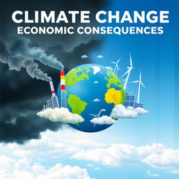 An impactful cover page design illustrating the theme of climate change and its economic consequences