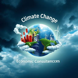 An impactful cover page design illustrating the theme of climate change and its economic consequences