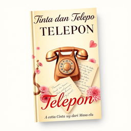 A nostalgic 90s romance book cover titled "Tinta dan Telepon: Cerita Cinta dari Masa Lalu"