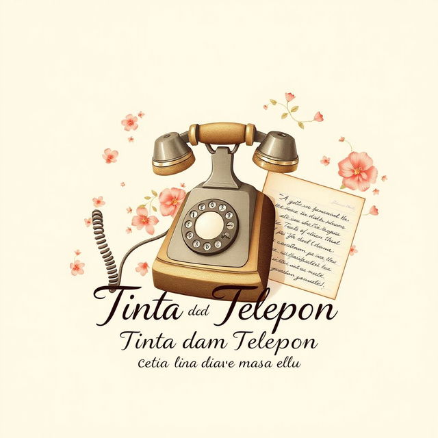 A nostalgic 90s romance book cover titled "Tinta dan Telepon: Cerita Cinta dari Masa Lalu"