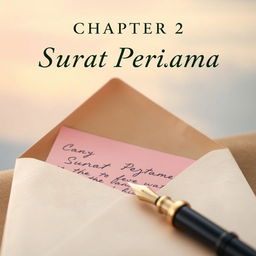 Chapter 2 cover titled "Surat Pertama" capturing youthful anticipation and tender emotion