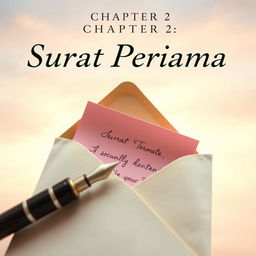 Chapter 2 cover titled "Surat Pertama" capturing youthful anticipation and tender emotion