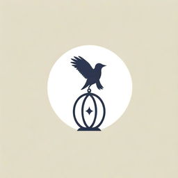 A symbol embodying the concept of freedom, designed with creative simplicity. Perhaps, a bird emerging from an open cage in a minimalist style.