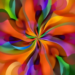 A colorful and abstract digital artwork featuring interwoven organic shapes and dynamic forms, creating an engaging and harmonious visual flow