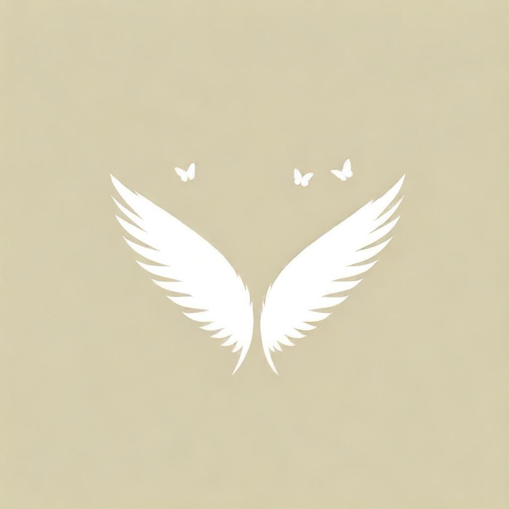 A unique, creative symbol of freedom. A feather transforming into a multitude of butterflies, signifying a light and free spirit, in a simple, artistic style.