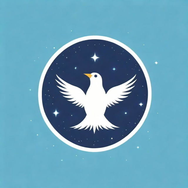 An abstract, highly creative symbol of freedom: A constellation pattern forming a flying bird, where each star represents a different freedom, all encased in a simple circular emblem.