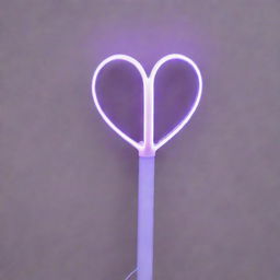 A sleek white Kpop light stick with a long handle. The word 'vivid' is etched onto the handle in bold pastel purple letters. At the top, the stick culminates in a large transparent heart, inside of which is an LED light designed in the shape of a 'V'.