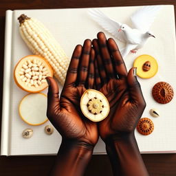 A book cover with an African history theme, featuring black hands extended towards the viewer