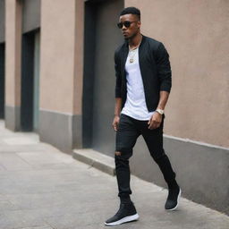 A trendy and urban outfit for a black male