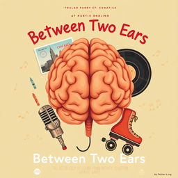 A movie poster titled "Between Two Ears" with a quirky and educational tone