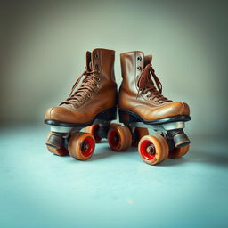 An image capturing a pair of vintage roller derby skates in an old retro style