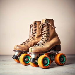 An image capturing a pair of vintage roller derby skates in an old retro style