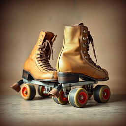 An image capturing a pair of vintage roller derby skates in an old retro style