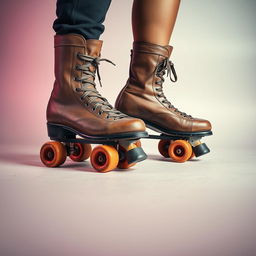 An image capturing a pair of vintage roller derby skates in an old retro style