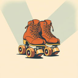 An artistic vector image depicting a pair of vintage roller derby skates in an old retro style