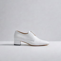 A sleek minimalist background tailored for a shoe brochure, showcasing a crisp white base with subtle highlight shadows, incorporating a sense of sophistication and elegance