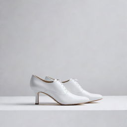 A sleek minimalist background tailored for a shoe brochure, showcasing a crisp white base with subtle highlight shadows, incorporating a sense of sophistication and elegance