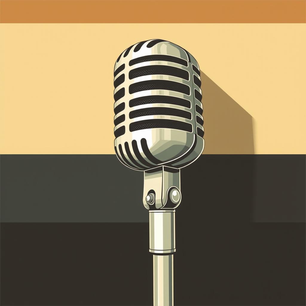 A vector illustration of a vintage microphone in an old retro style