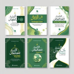 A series of five dynamic and modern book covers for a collection titled 'Humas dalam Pandangan Islam'