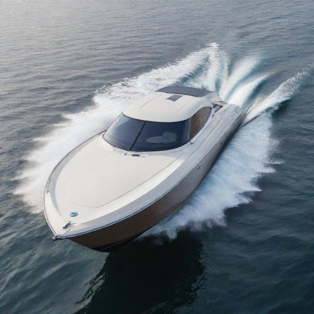 A sophisticated and reliable off-shore speed boat design, embodying the elegant aesthetics, unique colors, and iconic logo of a Volvo car