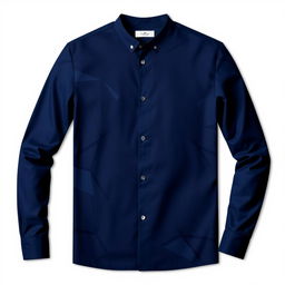 A modern and elegant navy blue long-sleeve shirt, featuring contemporary patterns that combine style and sophistication