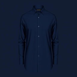 A modern and elegant navy blue long-sleeve shirt, featuring contemporary patterns that combine style and sophistication