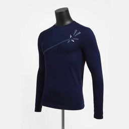 Navy blue long-sleeve t-shirt with a modern and elegant design