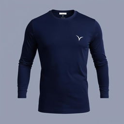 Navy blue long-sleeve t-shirt with a modern and elegant design