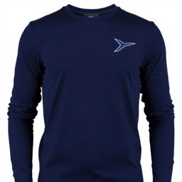 Navy blue long-sleeve t-shirt with a modern and elegant design