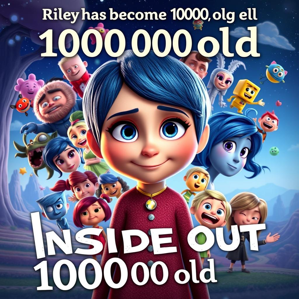 A Pixar Disney-style movie poster titled 'Inside Out 100000000000'