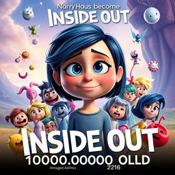 A Pixar Disney-style movie poster titled 'Inside Out 100000000000'