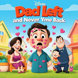 A Pixar Disney-style movie poster titled 'Dad Left and Never Came Back'