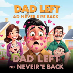 A Pixar Disney-style movie poster titled 'Dad Left and Never Came Back'