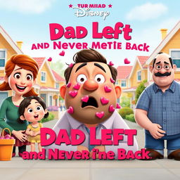 A Pixar Disney-style movie poster titled 'Dad Left and Never Came Back'