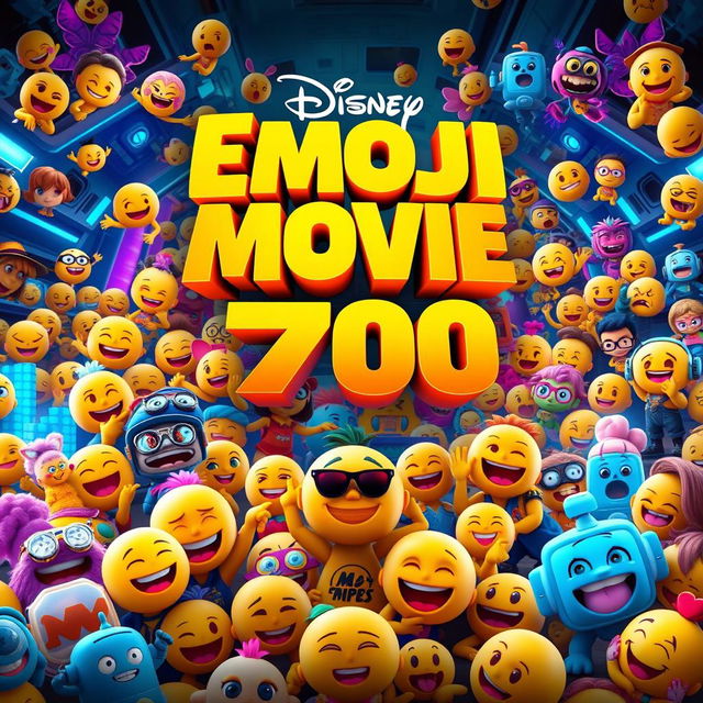 A Pixar Disney-style movie poster titled 'Emoji Movie 700'