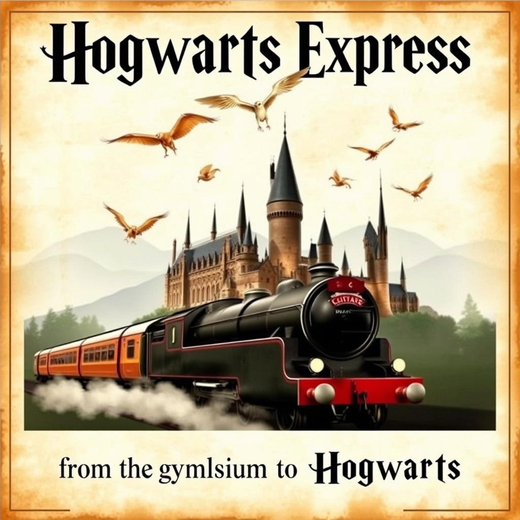 A Harry Potter-themed poster with a prominent inscription at the top reading 'Hogwarts Express' in large, bold letters