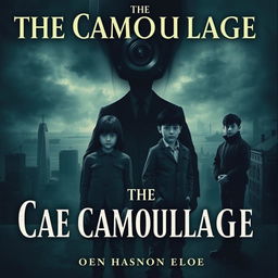 A mysterious and moody book cover for "The Camouflage" featuring two orphan girls standing side by side, their faces partially obscured to hint at similarity and disguise