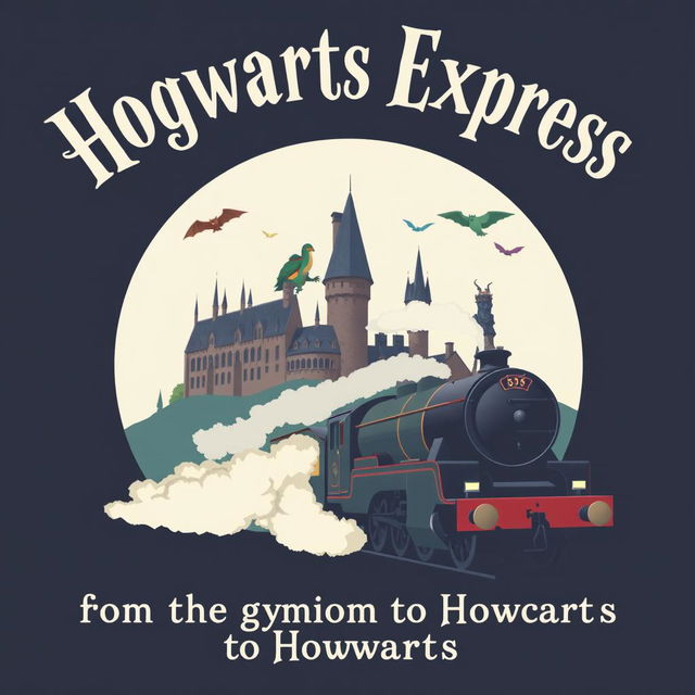 A poster with the inscription "Hogwarts Express" in large letters at the top, followed by "from the gymnasium to Hogwarts" underneath