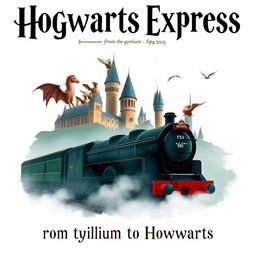 A poster with the inscription "Hogwarts Express" in large letters at the top, followed by "from the gymnasium to Hogwarts" underneath