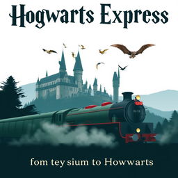 A poster with the inscription "Hogwarts Express" in large letters at the top, followed by "from the gymnasium to Hogwarts" underneath