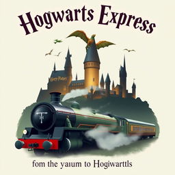 A poster with the inscription "Hogwarts Express" in large letters at the top, followed by "from the gymnasium to Hogwarts" underneath