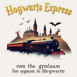 A poster with the inscription "Hogwarts Express" in large letters at the top, followed by "from the gymnasium to Hogwarts" underneath