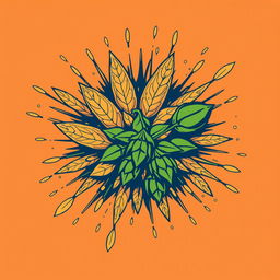 A retro-style vector illustration depicting an explosion of malt and hops bursting from a central point of impact