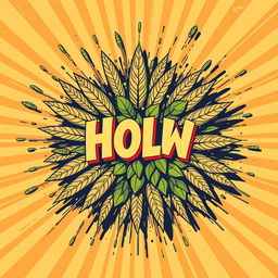 A retro-style vector illustration depicting an explosion of malt and hops bursting from a central point of impact