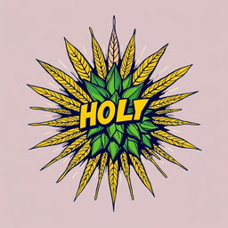 A retro-style vector illustration of malt and hops explosively bursting from a central impact point, set against a transparent background