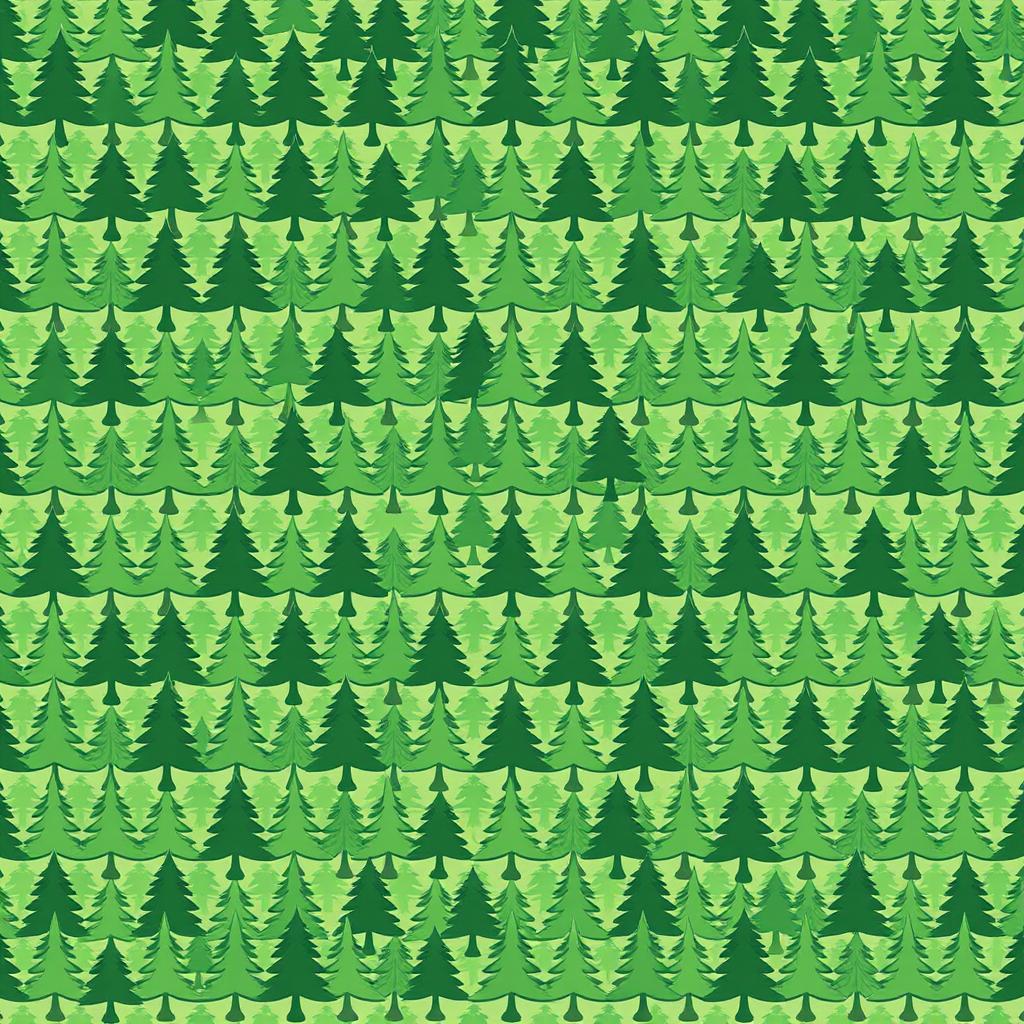 a chaotic design featuring rows of pine tree logos, each tree meticulously aligned, with a playful and creative twist