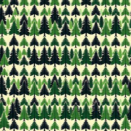 a chaotic design featuring rows of pine tree logos, each tree meticulously aligned, with a playful and creative twist